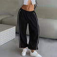 thumbnail image 4 of cocolona Womens Summer Casual Loose Sweatpants Elastic Waist Straight Wide Leg Workout Gym Running Trousers With Pocket, 4 of 5