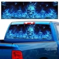 thumbnail image 3 of Pegatina decorativa para parabrisas trasero One Way Vision para camioneta, SUV o pickup, con diseño de llamas azules en 3D., 3 of 5