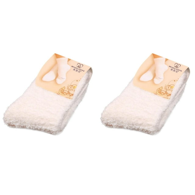 (2-Pack) Kcodviy Home Women Girls Soft Socks for Bed Floor Socks Fluffy Men Compression Socks Warm Winter Pure Color