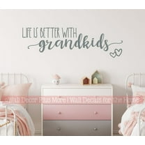 Life is Better with Grandkids Wall Decals Quotes - Removable Vinyl Wall Art Sticker - Grandkids Wall Decor Quote - Vinyl Lettering Decor - Family Quotes Wall Decor, 36x11-Inch, StormGray