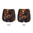 thumbnail image 3 of Fuzoiu Vintage Floral Skull Print Women's Athletic Shorts, Double-Layer Running Shorts with Pocket,Women's Workout Shorts for Yoga, Gym, and Workouts-X-Large, 3 of 7