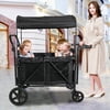 Stroller Wagon for 4 Kids, Luxury Tandem Wagon Cart Stroller Folding Push-Pull Stroller Four-Wheel Trolley