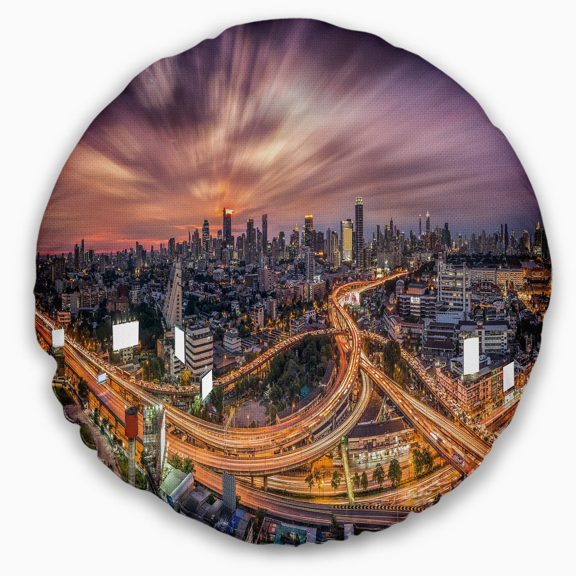 Design Art Designart Bangkok S Shaped Express Way Cityscape Throw Pillow Walmart Com Walmart Com