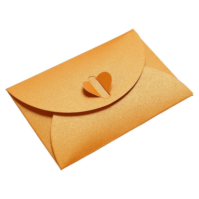 Unique Bargains Enveloppes Mini avec Fermoir Cœur, Orange, Lot de 50