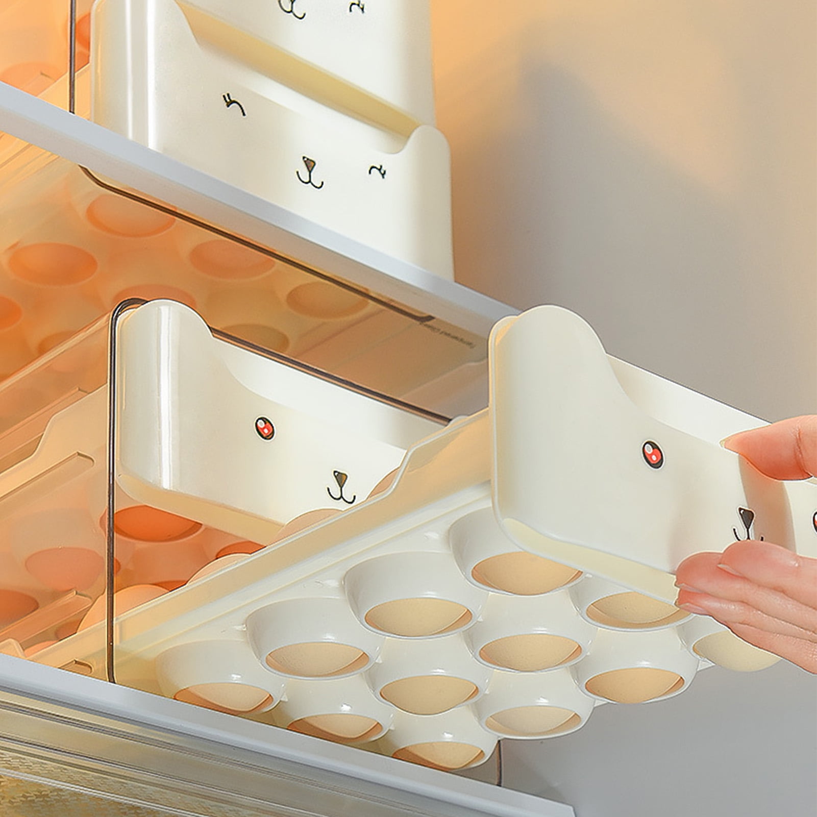 Egg Container, Safe Plastic Space Saving Double Layer Drawer Egg Storage Holder Box Easy To Clean  For Refrigerator