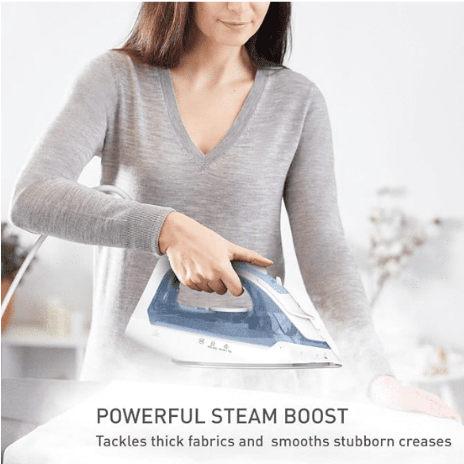 Steam Iron for Clothes Garment Steamer, Burst of Steam & Spray, Portable Iron and Steamer for Clothes, Ceramic Nonstick Soleplate, 1400 Watts, Anti-Drip, Auto-Off, Easy Ironing, Blue