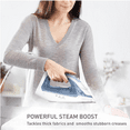 thumbnail image 4 of Steam Iron for Clothes Garment Steamer, Burst of Steam & Spray, Portable Iron and Steamer for Clothes, Ceramic Nonstick Soleplate, 1400 Watts, Anti-Drip, Auto-Off, Easy Ironing, Blue, 4 of 6