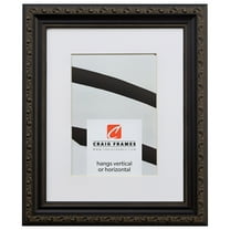 Craig Frames Ancien Ornate, 20x24 inch Antique Black Picture Frame Matted for a 16x20 Photo