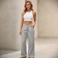 thumbnail image 6 of ManxiVoo Women Comfort Fit High Waisted Wide Leg Sweatpants with Drawstring Waist and Side Pockets for Everyday Casual Lounge Wear XL Size Light Ashy, 6 of 8