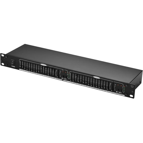 Dual Channel 15-Band Equalizer,1U Rack Mount Stereo Equalizer, 2-channel Stereo Graphic Equalizer with High/mid/low Frequency Adjustment Independent Adjustment, Crystal Clear Sound Quality