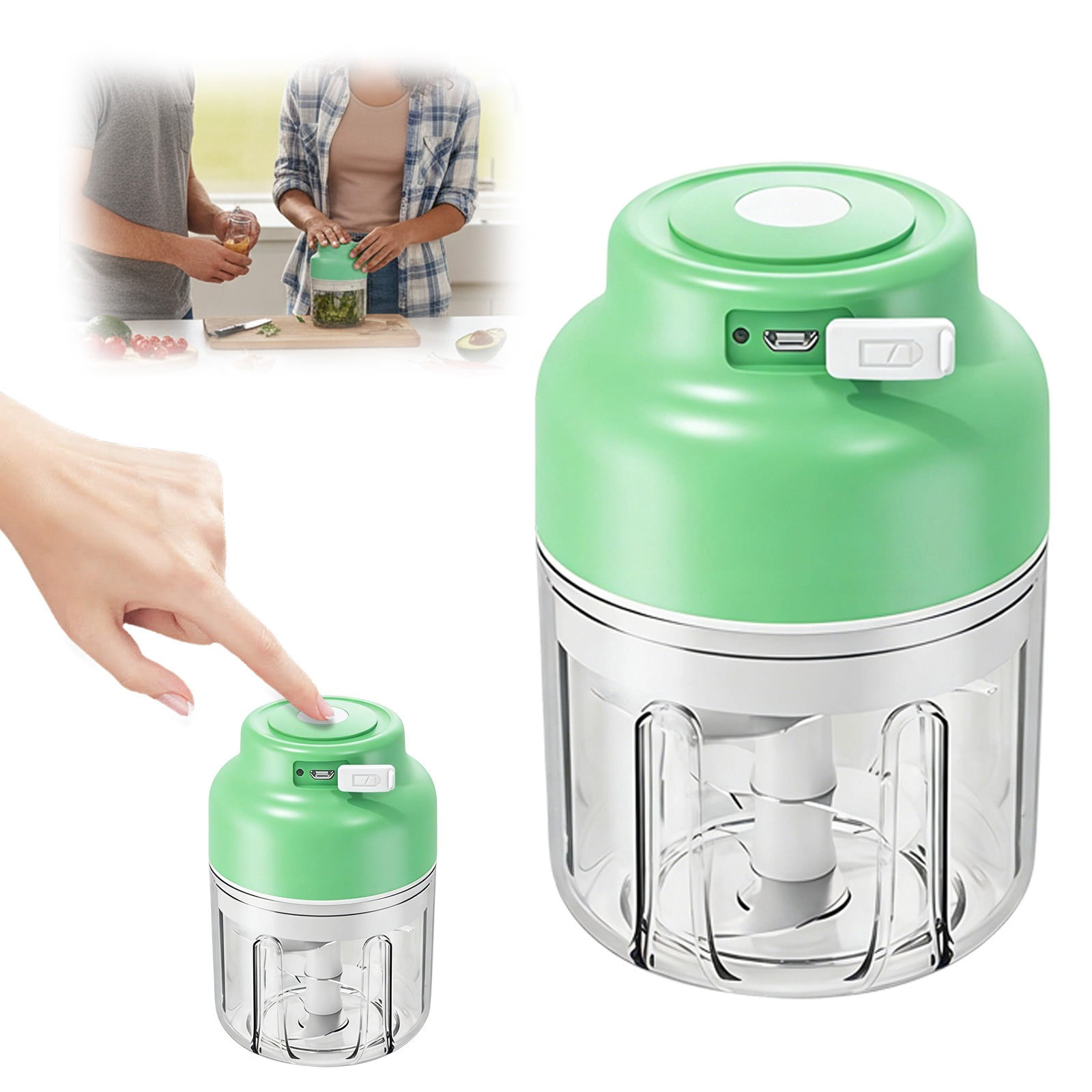 XKHZJL Electric Garlic Chopper, Mini Portable Veggie Chopper USB Charging Wireless Food Processor, Upgrade Electric Mini Garlic Chopper Set Wireless Veggie Grinder