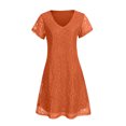 thumbnail image 4 of Mini vestido de manga corta de encaje sólido con cuello en V informal de verano para mujer a la moda Fridja  bnh3834, 4 of 7