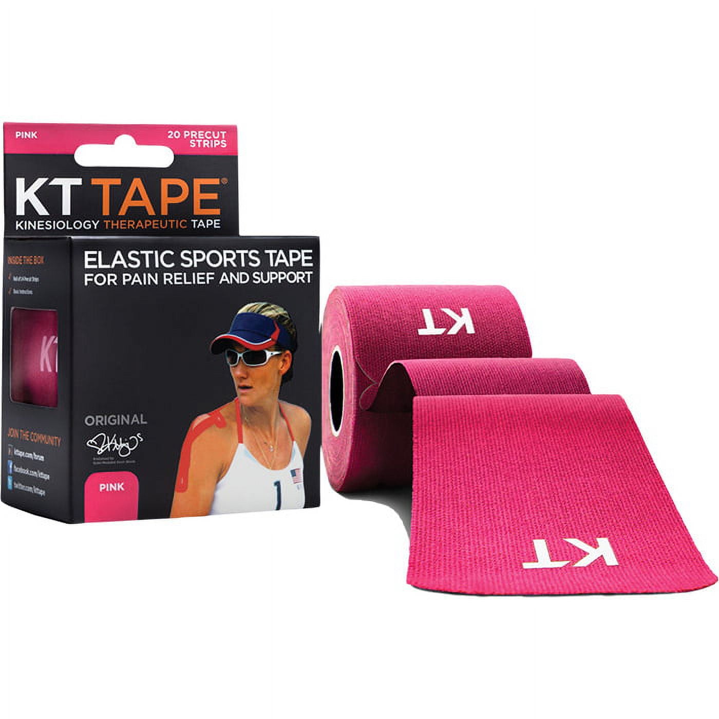 Vive Kinesiology Tape Roll - Kt Tape Precut Strips (2 x 16 Feet/20 Strips)  - Kinesio Sports Tape Athletic - Knee Shoulder Ankle Muscle K Tape Adhesive  Elastic Wrap - Body Kinetic Tape Waterproof 2 x 16' Black