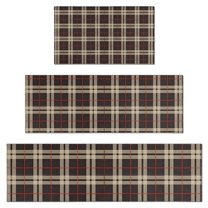 Black Beige and Red Checkerboard Checkered Pattern Kitchen Rugs Sets Of 3,Kitchen Runner Rugs Non Skid Washable,Decorative Kitchen Floor Mats for Kitchen,Sink,Laundry,17"x30"  17"x47"   17"x59"