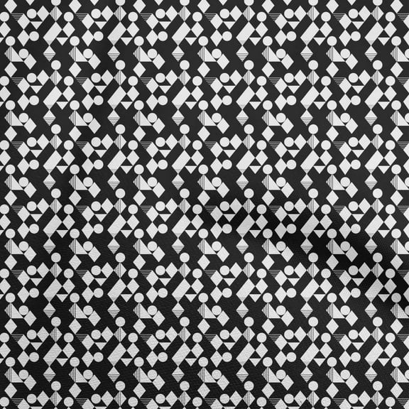 oneOone Polyester Spandex Black Fabric Geometrical Craft Projects Decor Fabric Printed By The Yard 56 Inch Wide