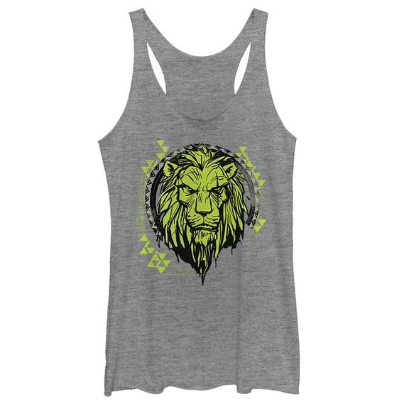 Women's Lion King Geometric Scar Emblem Racerback Tank Top Gray Heather X Small