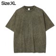 thumbnail image 2 of Camiseta retro de algodón con cuello redondo para hombre y mujer, de verano, verde, de manga corta, con hombros caídos, holgada, informal, azul, 2 of 5