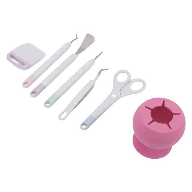 Herramientas de manualidades de bricolaje de fácil manejo, herramientas de manualidades con caja de almacenamiento de silicona para cortar papel, grabar, álbumes de recortes, color rosa
