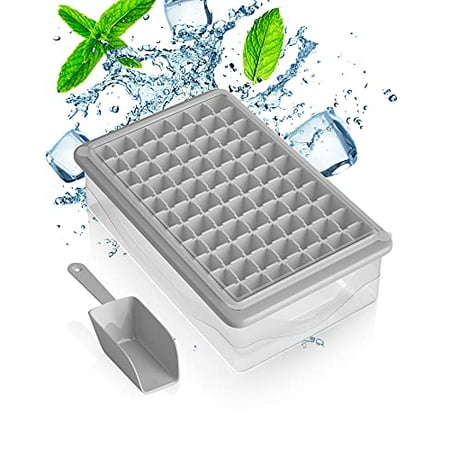 

AYOTEE Small Ice Cube Tray with Lid and Bin Easy-Release 77 Nugget Mini Ice Trays for Freezer Comes with Ice Cube Bin Scoop and Cover BPA Free Stackable Ice Cube Trays for Freezer with L