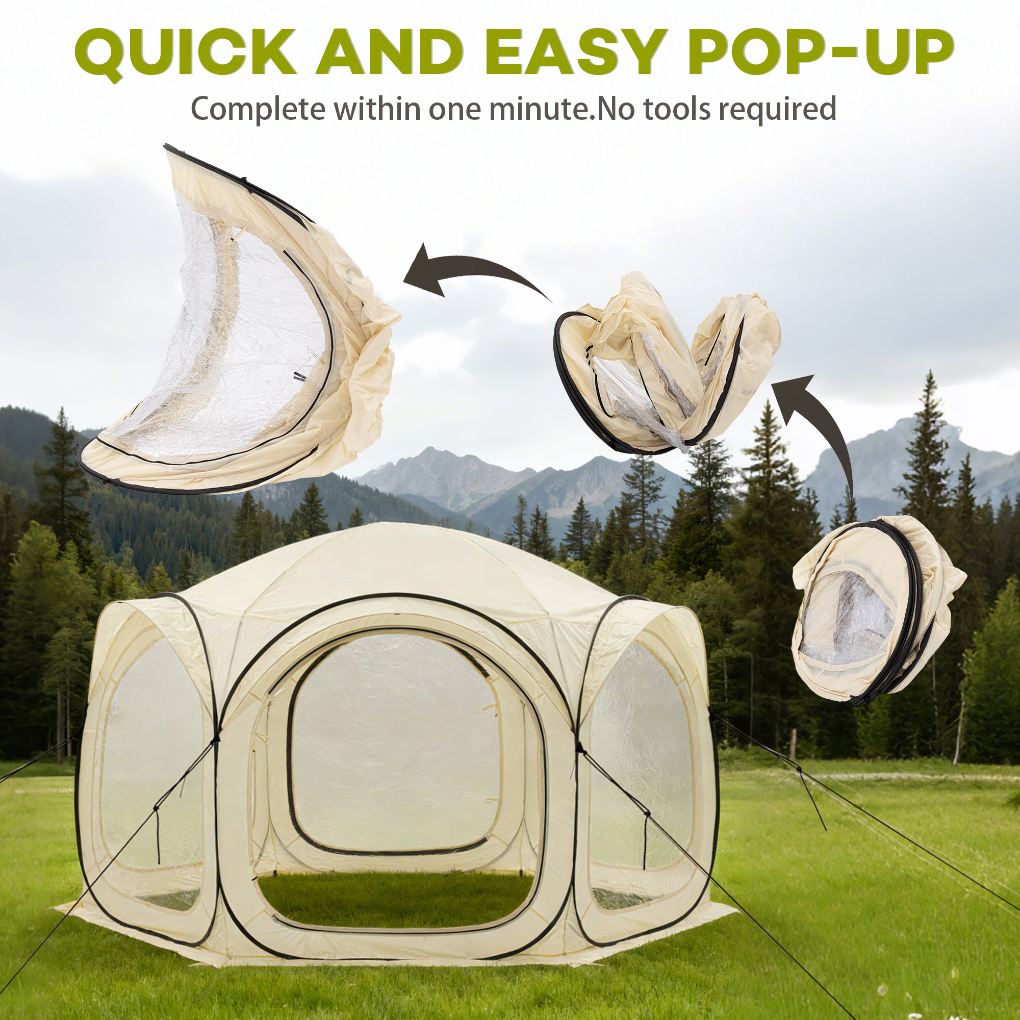 MOALCOFER Sports Tent Pop up,All-Weather Outdoor Screen House Pod Tent Shelter for Camping,Backyard,and Sporting Events(6-8 Persons)