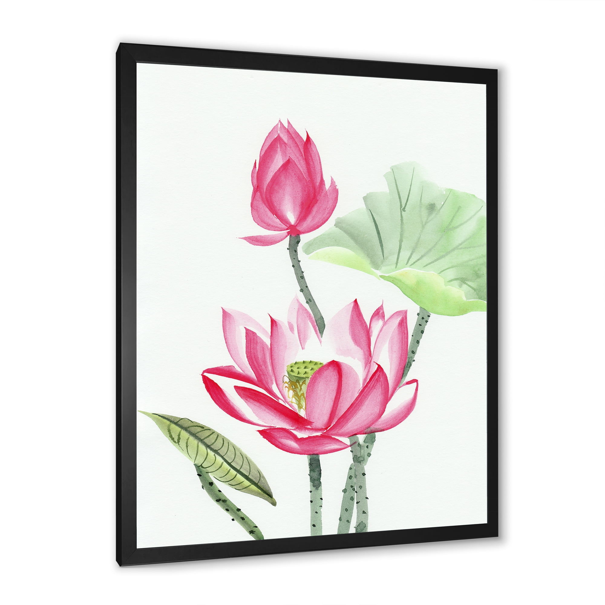 Designart 'Ancient Pink Lotus Flower' Traditional Framed Art Print