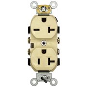 Leviton 5842-I Duplex Receptacle Dual Voltage Commercial Grade 5-20R_6-20R 20A 125/250V Side Wired - Ivory