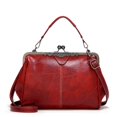 thumbnail image 1 of Segater® Bolso de mano de piel sintética con cera de aceite hueca retro para mujer, con cierre de beso, bandolera, bolso de mensajero vintage, 1 of 5
