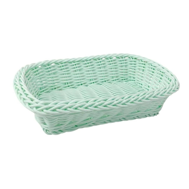 Cesta organizadora tejida a mano, cesta para servir, cesta portátil multifuncional para refrigerios Verde