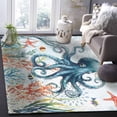 thumbnail image 5 of Area Rugs Indoor Non-Slip Rectangle Rug 2x3 Ft Coastal Octopus Ocean Coral Seaweed Summer Nautical Rug Rubber Backing Floor Mats Non Shedding Home Decor Carpet for Entryway Living Room, 5 of 8