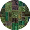 thumbnail image 1 of Ahgly Company Machine Washable Indoor Round Oriental Turquoise Blue Modern Area Rugs, 7' Round, 1 of 4