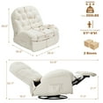 thumbnail image 4 of YODOLLA Oversized Recliner Chair, 360° Swivel Rocking Glider with Chenille Upholstery, Modern Ergonomic Rocker Chair for Adults, Cream White, 4 of 9
