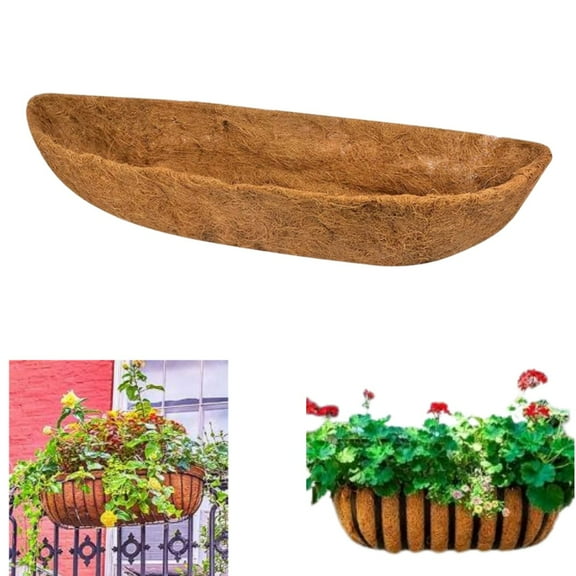 Coco Liners for Planters, 1 Pcs 30 Inch Trough Coconut Liners for Planters, Fence Baskets Coco Liners, Natural Coconut Fiber Liners for Wall Hanging Basket
