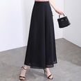 thumbnail image 1 of Abrigo de gasa con abertura lateral de moda para verano, cintura trasera elástica y suelta, pantalones largos casuales y elegantes., 1 of 5