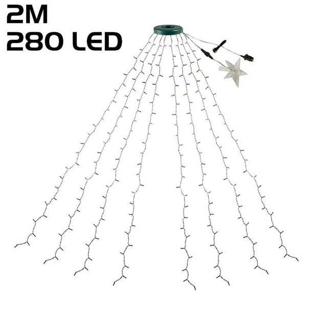 Decoración navideña para interiores y exteriores, estrella de cascada, luz superior para árbol de Navidad, guirnalda de hadas, 280/400 LED, novedad