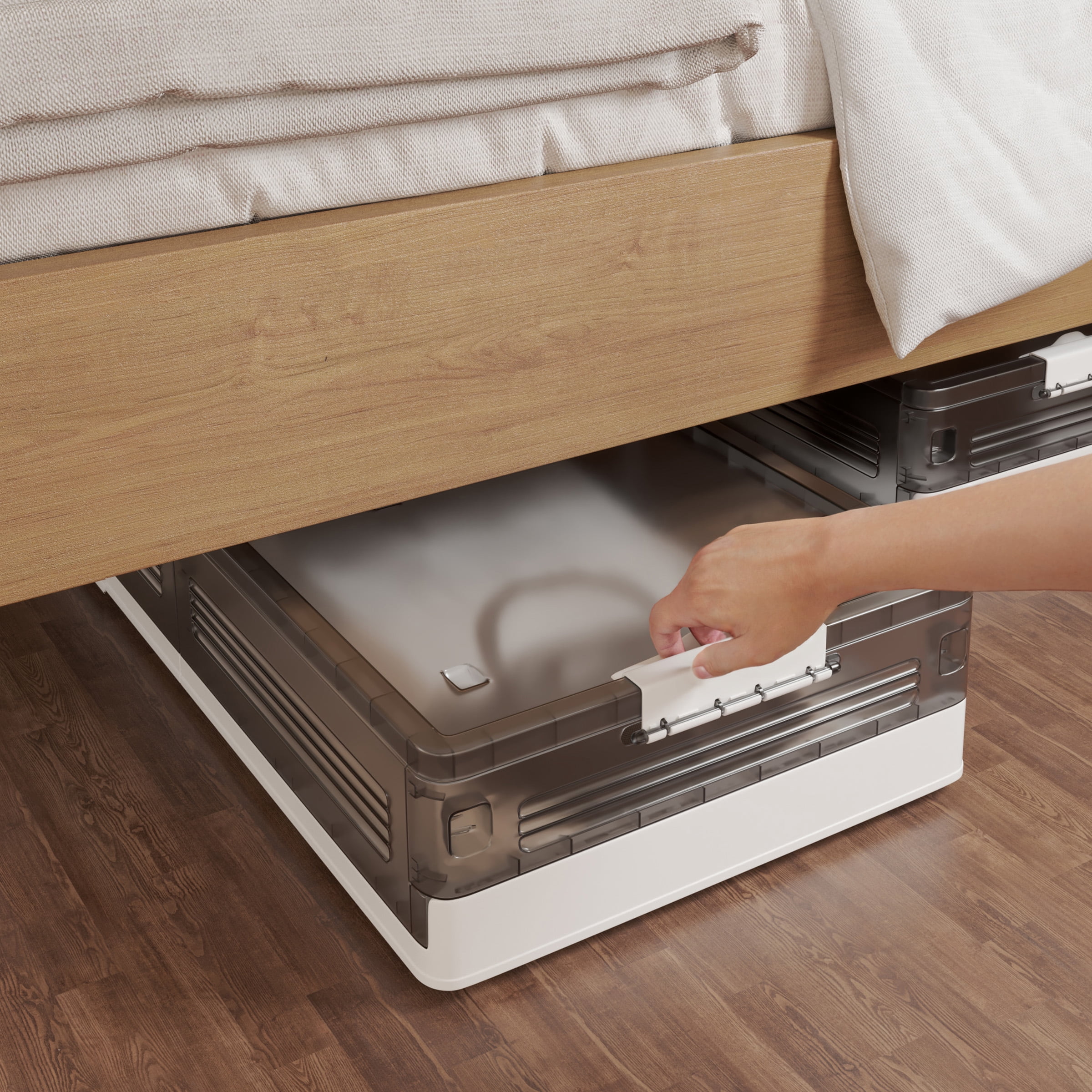 Home-Complete 15.8Gal Under Bed Storage with Wheels and 2-Sided Lid (Gray)
