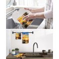 thumbnail image 4 of Summer Cactus Kitchen Dish Towels for Drying Dishes Set of 2, Sunset Horizon Vibrant Landscape Art Waffle Weave Microfiber Hand Tea Bathroom Towels Quick Dry & Absorbent Towel 12x12, 4 of 6