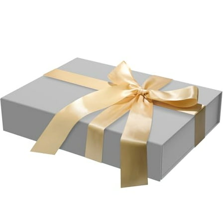 MOZRRO Gift Box 11.5 x 8.2 x 2.3 In Gift Boxes for Presents Magnetic Closure  Gift Boxes with Lids for Presents Birthday Luxury Jewelry T-shirts Gloves Scarves Books Clothes Gift Wrap - Silver