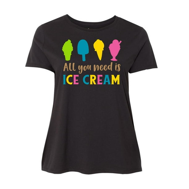 INKtastic - All You Need Is Ice Cream - Blue Pink Yellow Green Women's ...