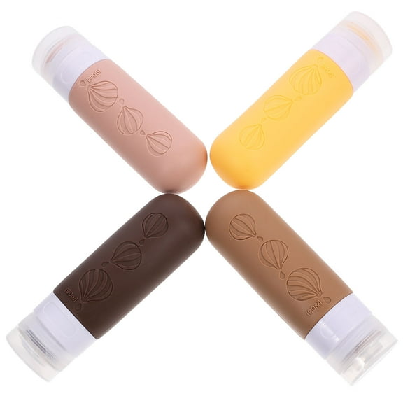 OUNONA  4 Pcs Silicone Bottle Set Travel Size Toiletries Shampoo Lotion