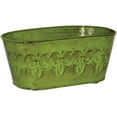 thumbnail image 2 of Robert Allen MPT01897 Fleur De Lis Series Metal Oval Planter Flower Pot, 10", Color Tansy Green, 2 of 8