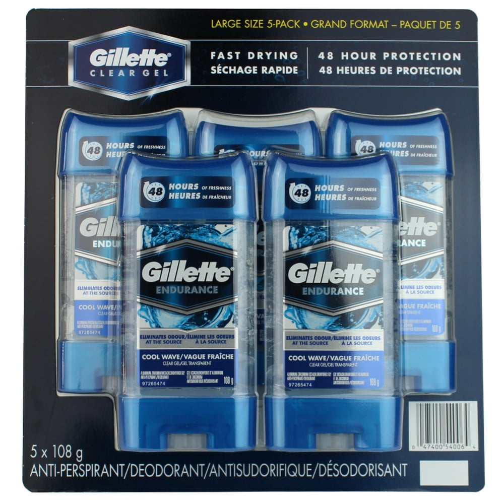 Gillette Endurance Clear Gel Cool Wave Antiperspirant Deodorant, 5 Pack