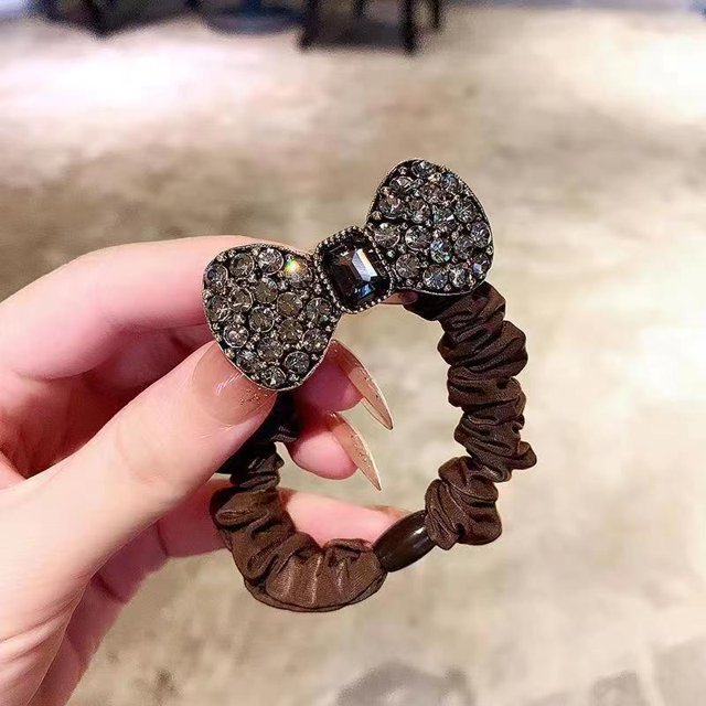 Anillo para el cabello Pomoko con forma de camelia francesa tendón de goma para mujer
