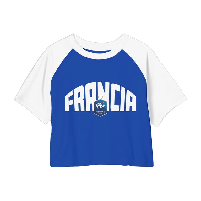Playera Francia para Niña, Cuello Redondo Manga Corta Azul Talla 6