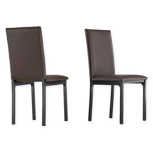 Inspire Q Colby Metal Side Chairs In Brown Faux Leather Set Of 2 Com Inspire Q Colby Metal Side Chairs In, Colby 3 Piece Leather Sofa Chair And Ottoman Set