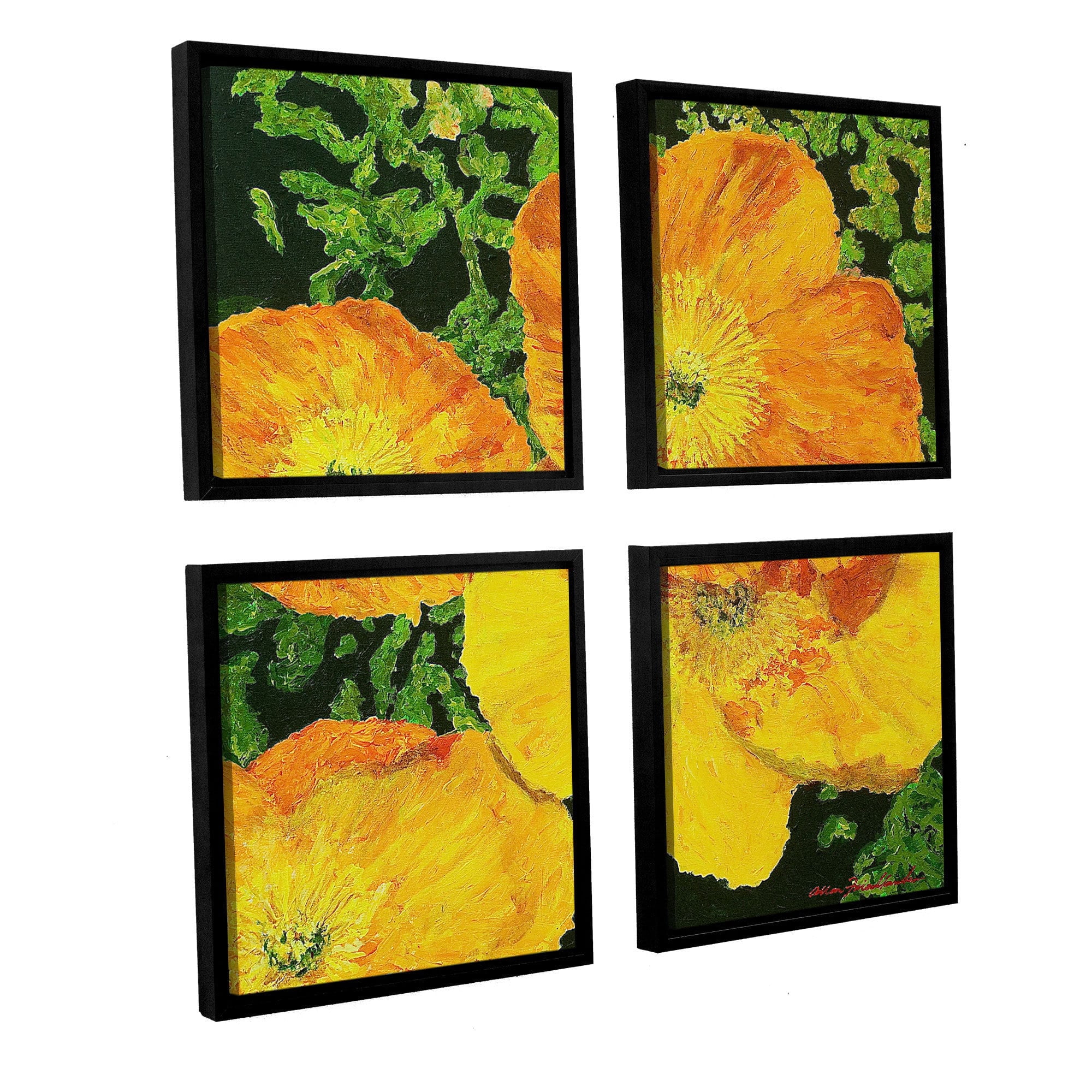 ArtWall Allan Friedlander "Blazing Glory" 4-Piece Floater Framed Canvas Square Set