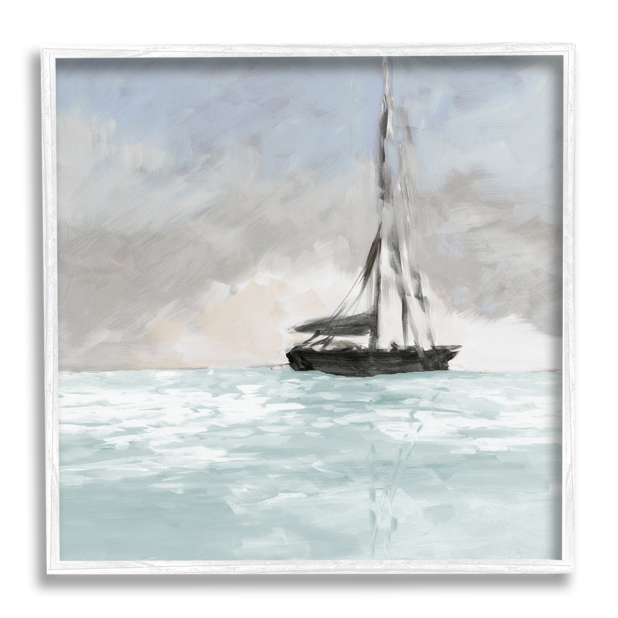 Stupell Industries Sailing Boat Navigating Gloomy Skies Icy Seas Outdoors,17 x 17, Design by Jane Slivka