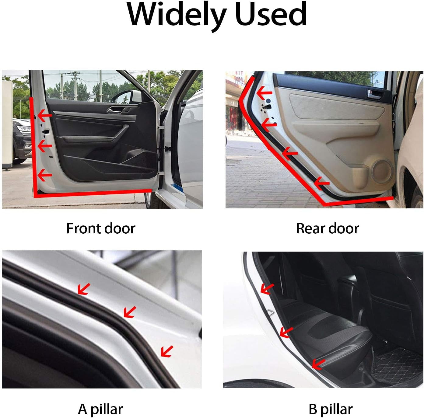 D-Shape Car Door Rubber Seal Strip,Black Automotive Weather Stripping with Self-Adhesive to Reduce Noise and Water-Leaking fit Most Car,Truck,SUV,RV,Boat and Home Application