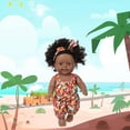 thumbnail image 5 of JM 1 muñeca negra Muñecas de silicona suave de 11,8 pulgadas Muñeca afroamericana realista Linda muñeca negra de pelo rizado con linda ropa de moda y diadema JM, 5 of 5