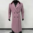 thumbnail image 6 of Mens Trench Coat Notched Lapel Double Breasted Full Length Jackets Casual Classic Woolen Overcoat With Pockets (XL, Purple), 6 of 6