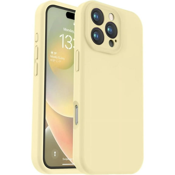 Compatible with iPhone 16 Pro Max Case, Liquid Silicone Upgrade [Camera Protection] [Soft Anti-Scratch Microfiber Lining] Shockproof Phone Case for iPhone 16 Pro Max 6.9 inch - Creamy Yellow